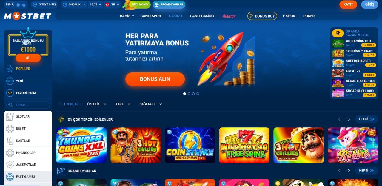 Mostbet çevrimiçi bahis ve casino ana sayfası